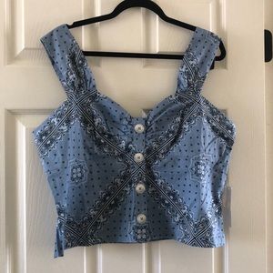 Western Bandana Button Sleeveless Modcloth Top 16 NWT